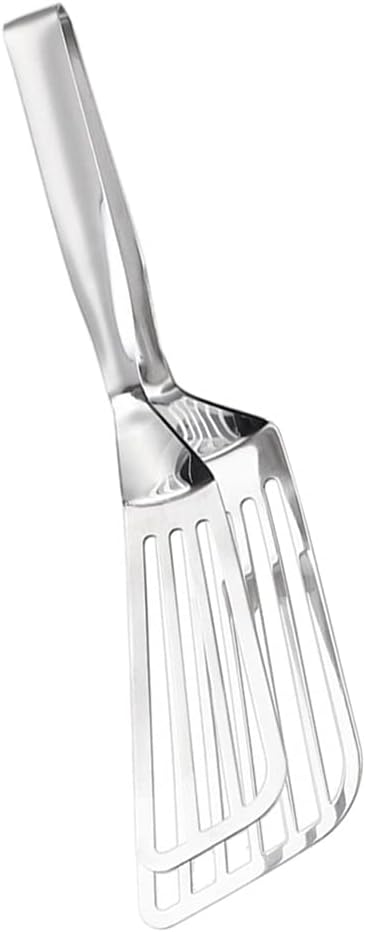 Stainless Steel Slotted Spatula Tongs - 2-in-1 Fry & Grill Turner