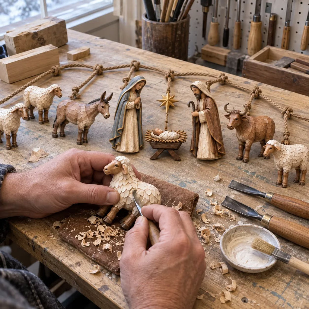 ⏳Last Day 50% OFF - ✝️🎄Handcrafted Wooden Nativity Garland