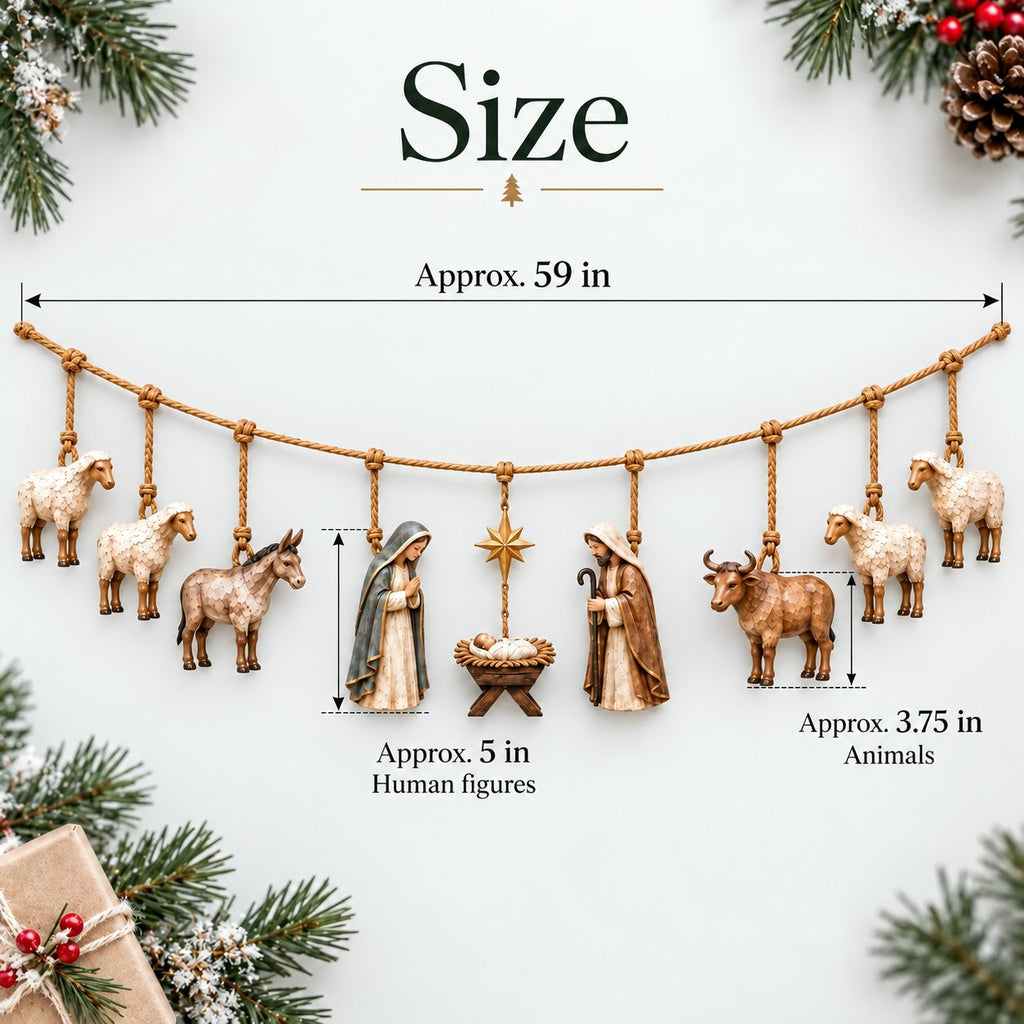 ⏳Last Day 50% OFF - ✝️🎄Handcrafted Wooden Nativity Garland