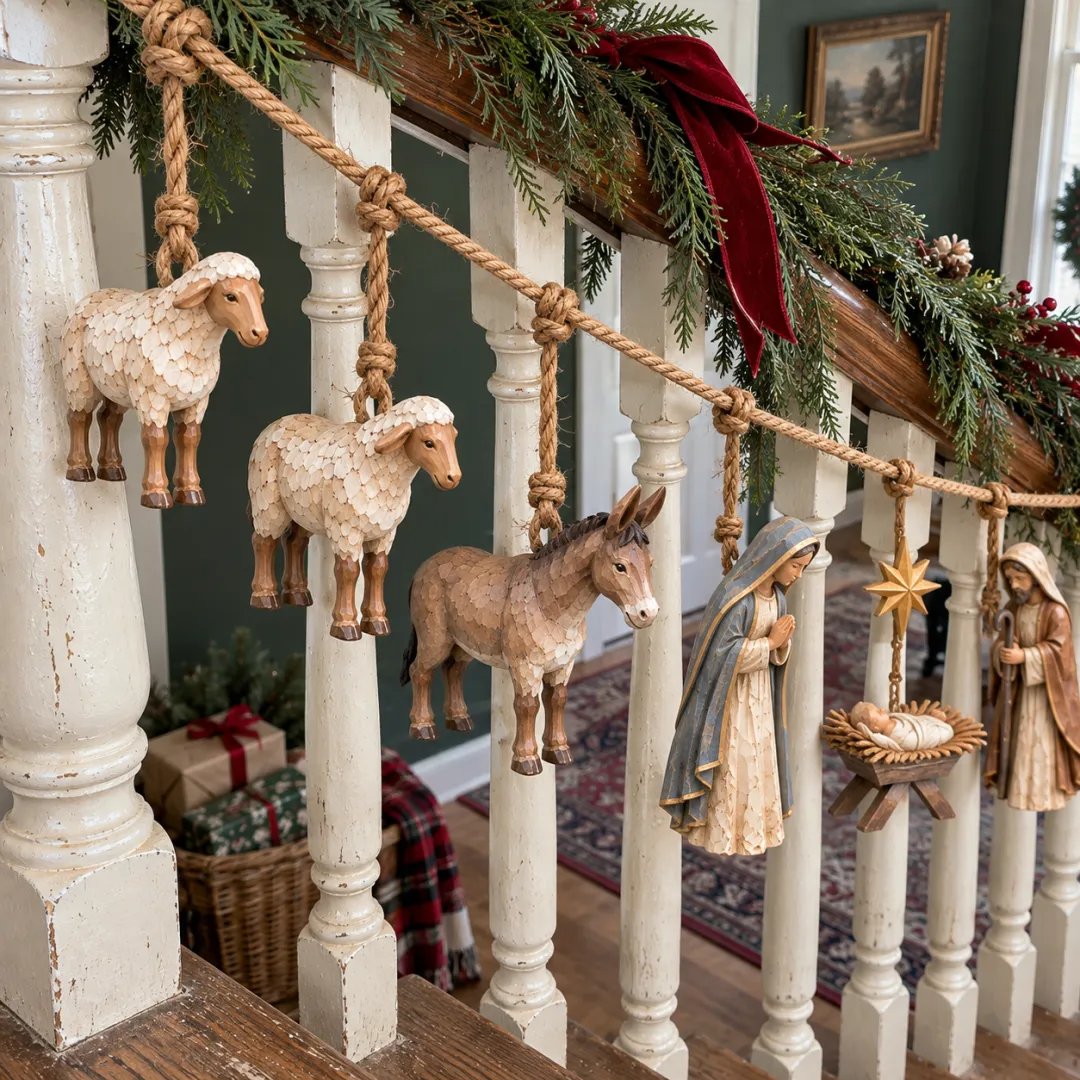 ⏳Last Day 50% OFF - ✝️🎄Handcrafted Wooden Nativity Garland